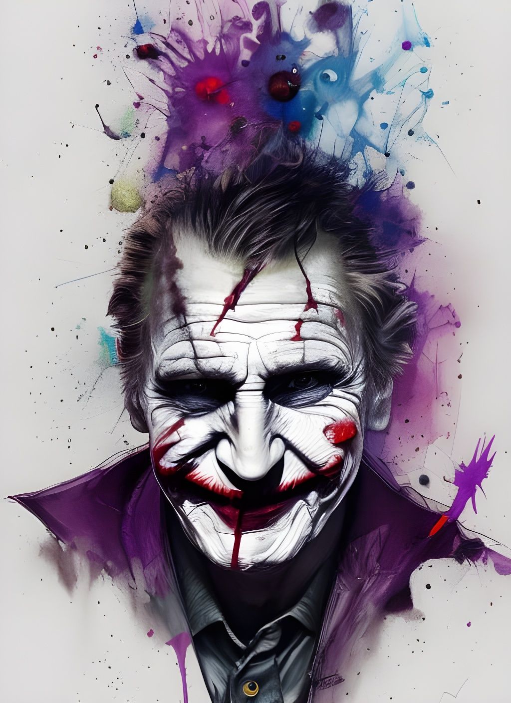 Liam Neeson as The Joker: Crayon Caricature