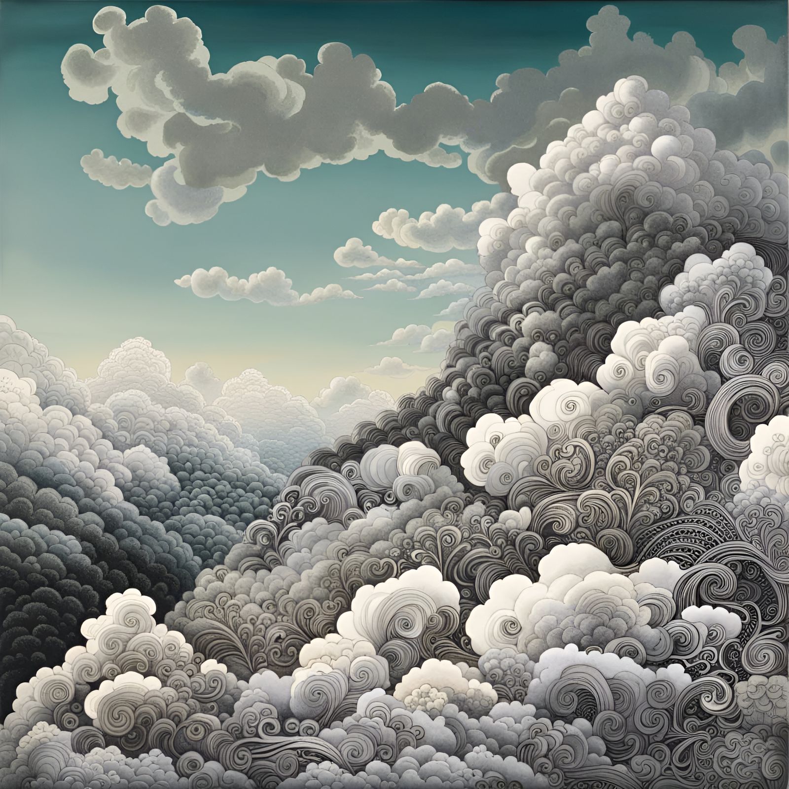 Lively Cloud Forest in Rococo Baroque Style