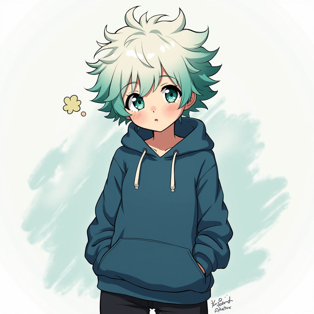 Anime Girl with Turquoise Eyes and White Hair