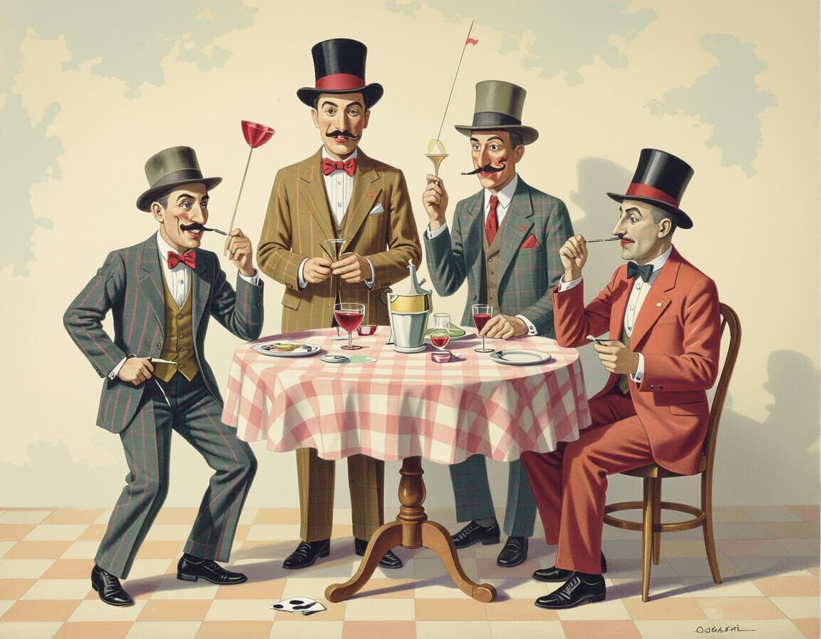 Dadaist Airbrush Masterpiece: A Strange Ensemble