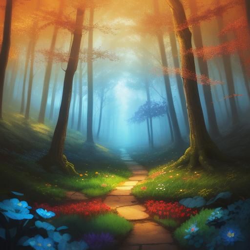 Magic Happy Meal in Enchanted Forest, Fantasy Art