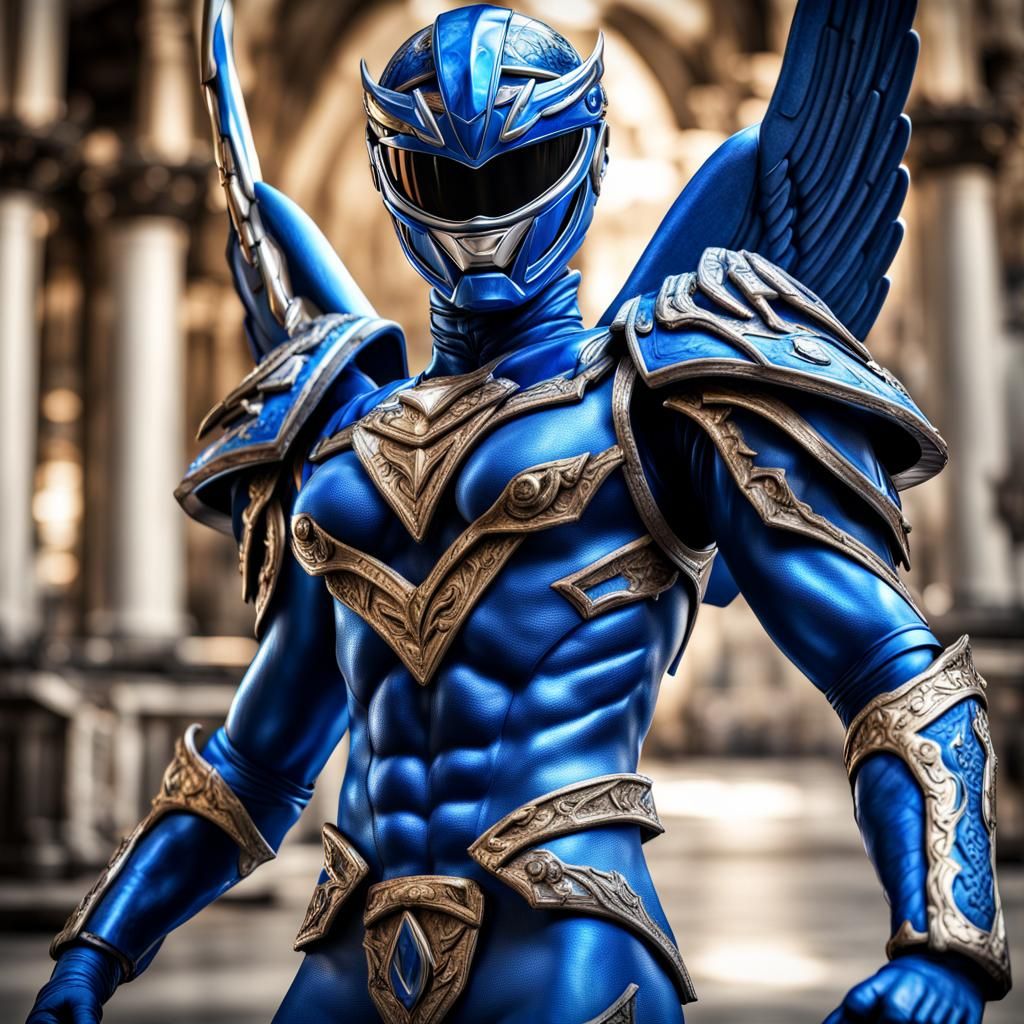 Blue Archangel Power Ranger in Hyperrealistic Style
