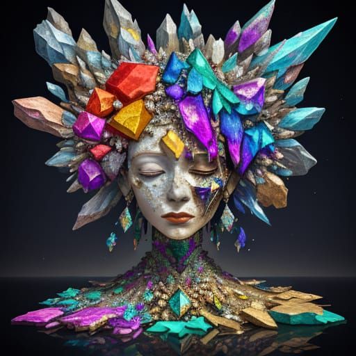 Surreal Decaying Jewels in Vibrant Oil Painting