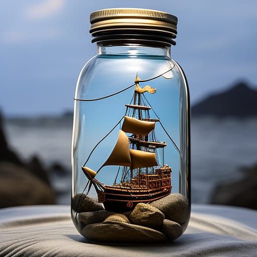Pirate Ship in a Jar: Photorealistic Detail