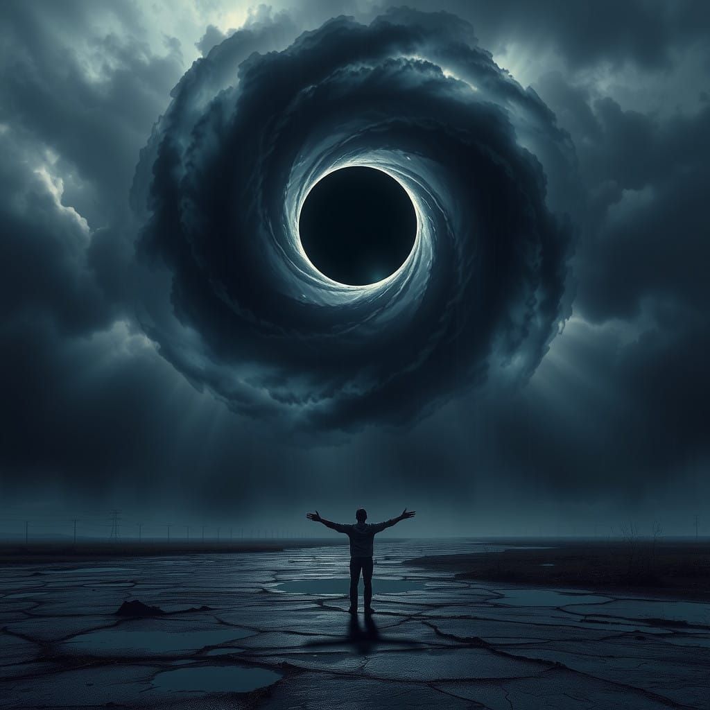 Mysterious Black Hole Descends Over a Desolate, Rain-Soaked...