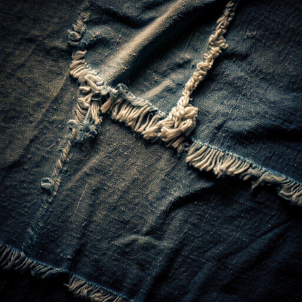 Weathered Textile Tapestry in Sepia and Indigo