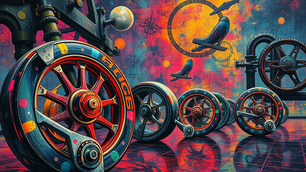 Wheels in Fluorescent Impasto Style