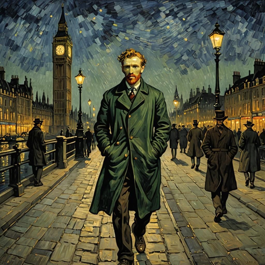Young Van Gogh on Westminster Bridge at Dusk