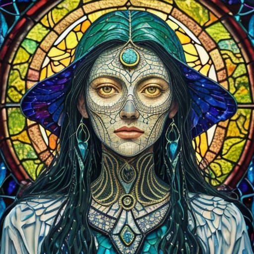 Surreal Angel of Death Face in Neo-Impressionism