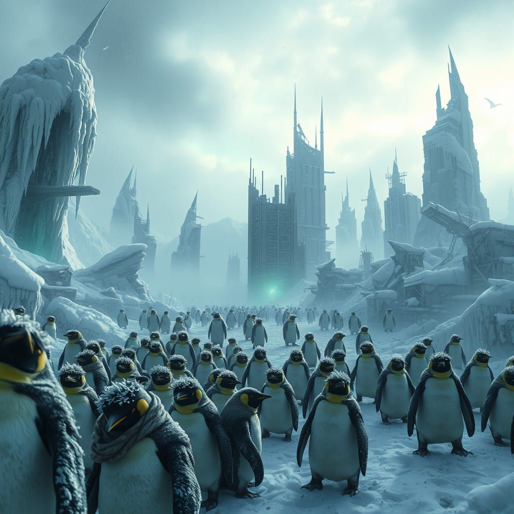 Frozen Apocalypse: Penguin Metropolis in Ruin