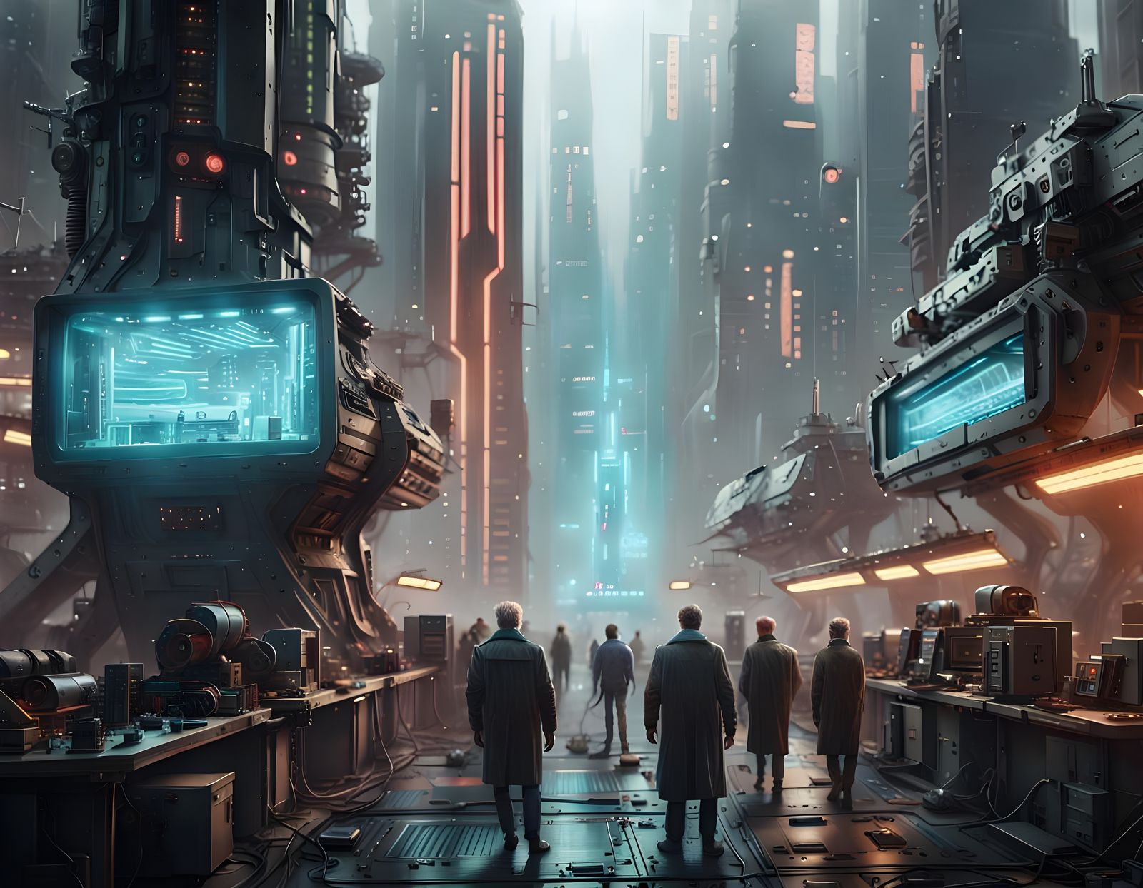 Futuristic Sci-Fi City Diorama in Hyperrealism Style