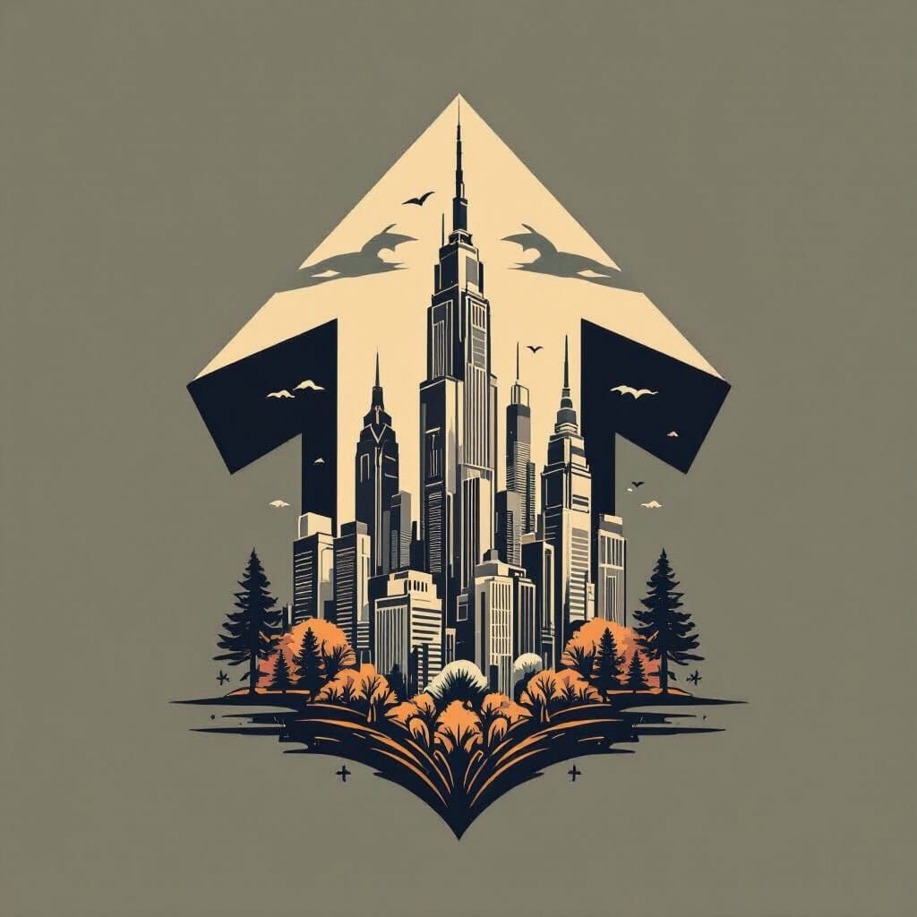 Upward Arrow Logo Showcasing Urban Development