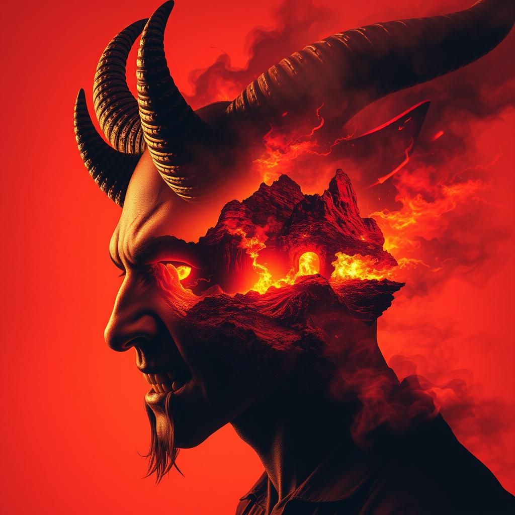Infernal Double Exposure Devil Portrait