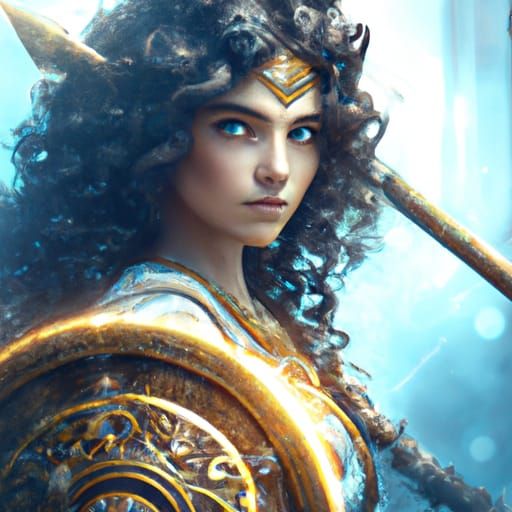 Ancient Persian Warrior Girl with Bow and Shield