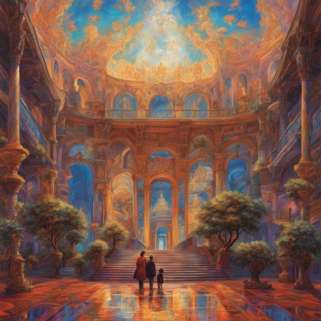 Majestic Futuristic Library on a Floating Botanical Island