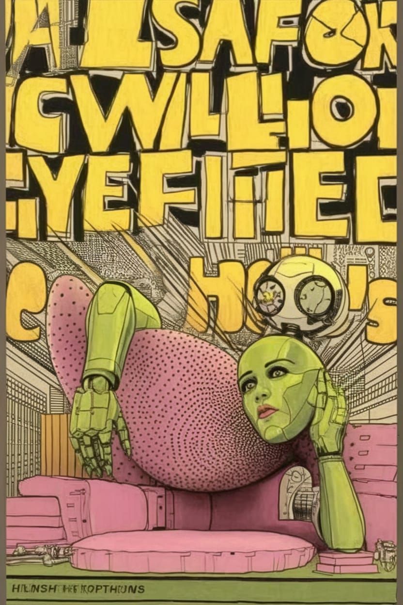 Cyberpunk Mecha Robot Sunset Landscape