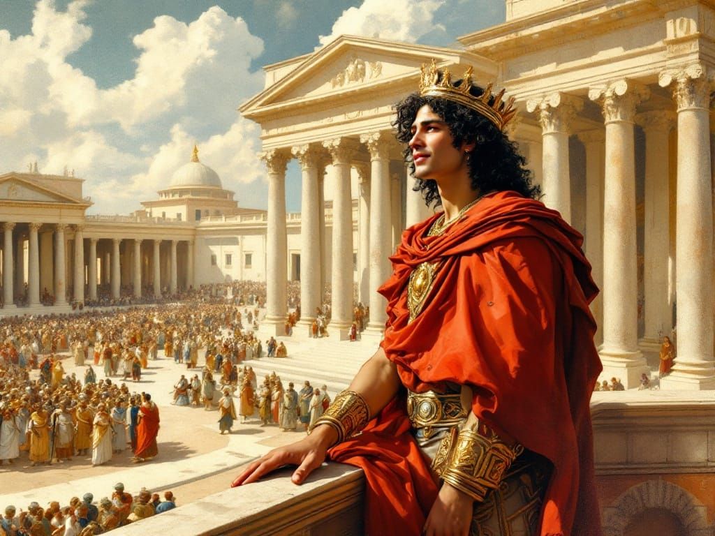 Byzantine Prince in Regal Attire Salutes the Troops