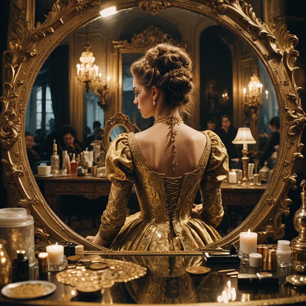 Baroque Woman at Mirrored Makeup Table