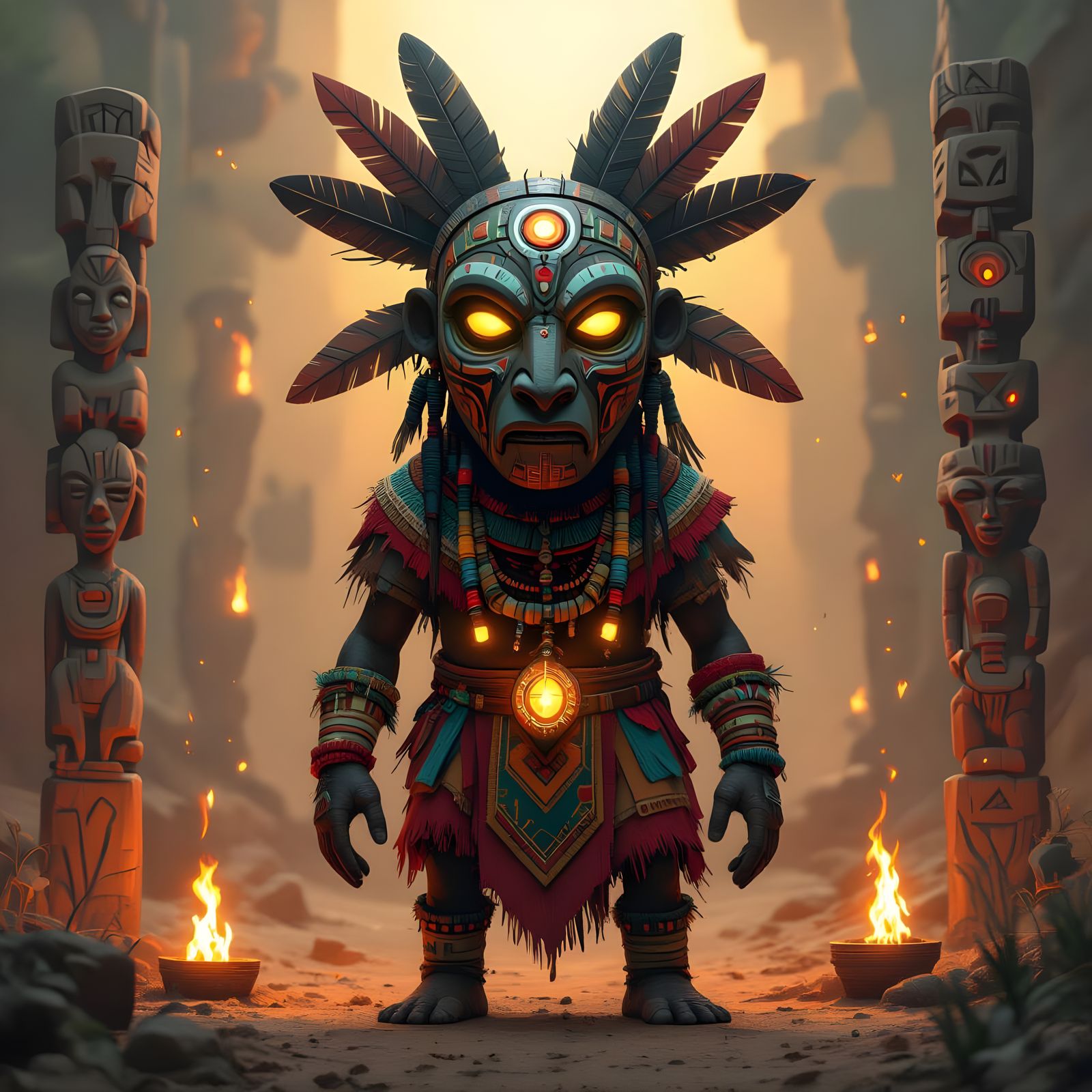 Sacred African Mask: Human, Spirit, and Firelight