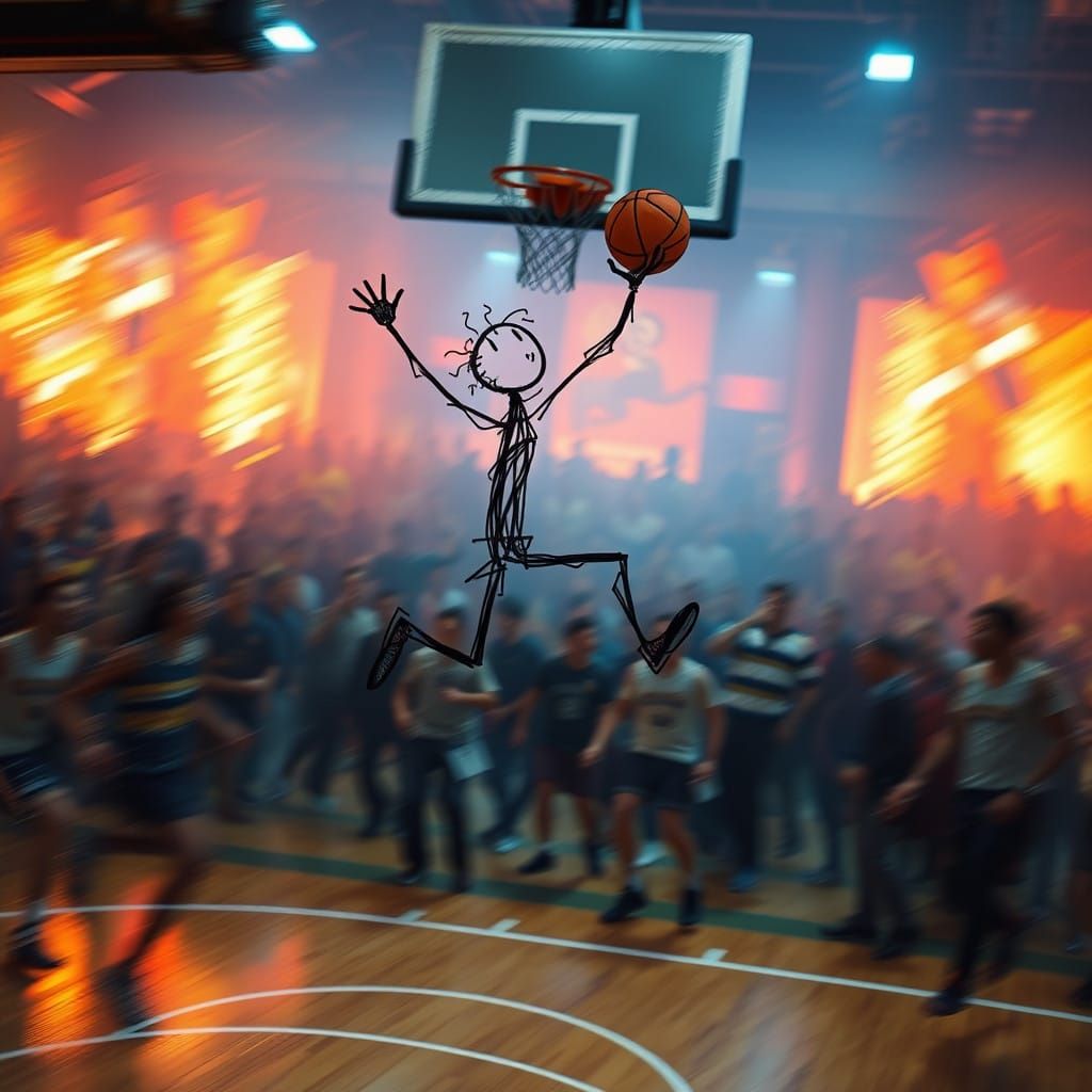 Stickman Soars Through Basketball Chaos in Hyper-Realistic S...