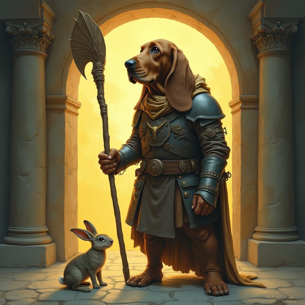Armored Basset Hound Guardian of the Rabbit Family
