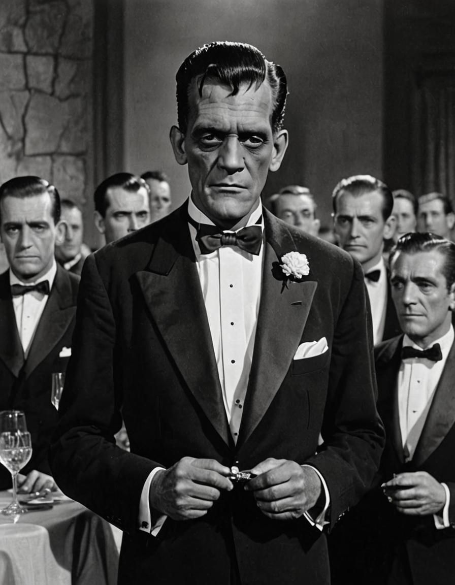 Frankenstein Monster in Tuxedo at Awards Ceremony
