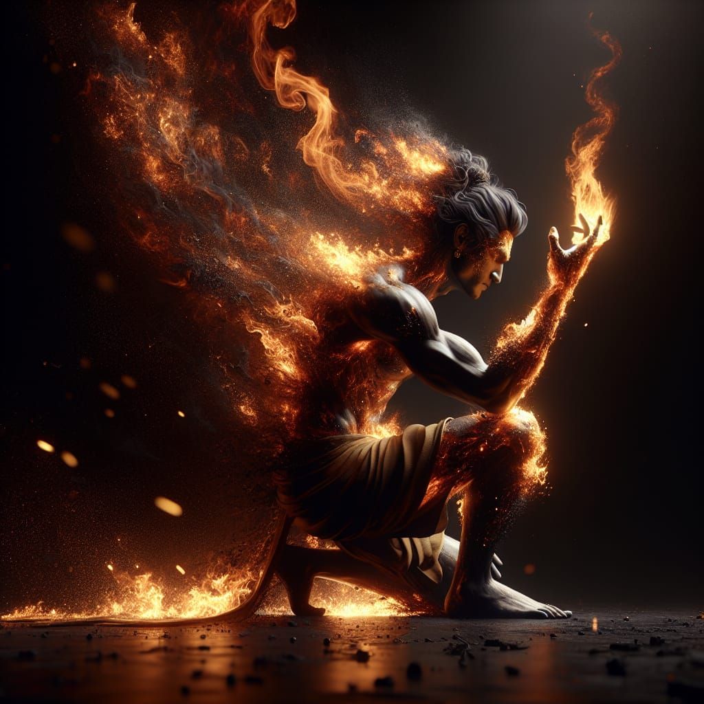 Fiery God Transformation: South Asian Digital Art