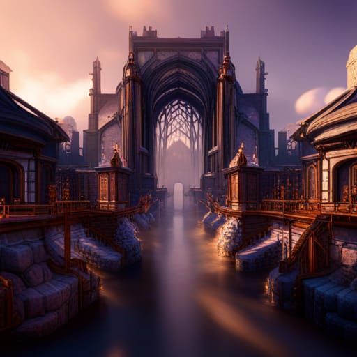 Fantastical Detailed Matte Painting in Deep Color