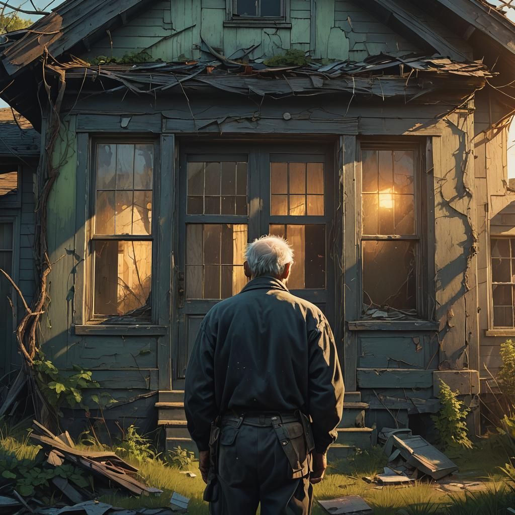 Dark Fantasy Suburban House with Haunting Glow