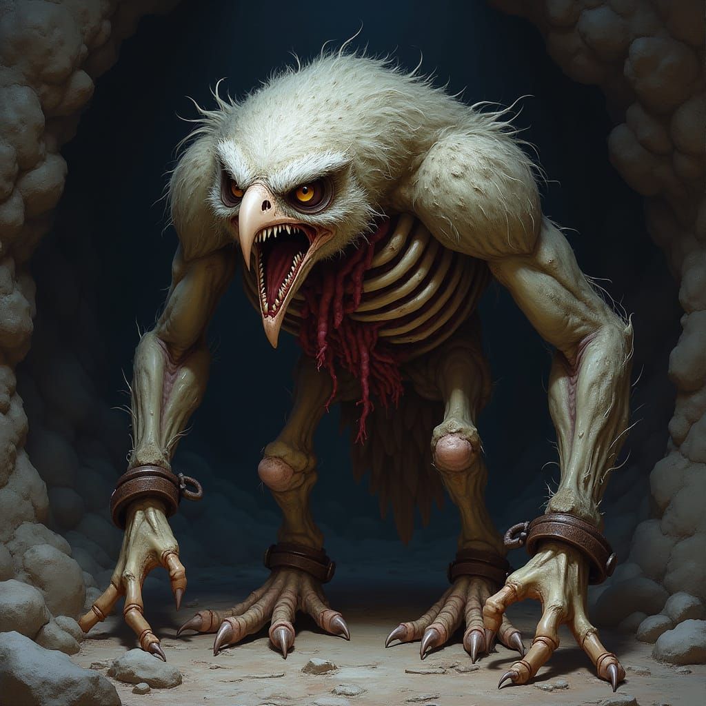 Undead Owlbear Emerges from Dark Cavern