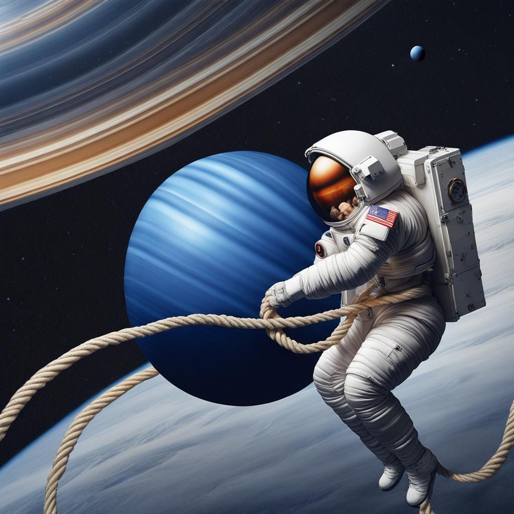 Astronaut Roping Jupiter in Fantasy Image