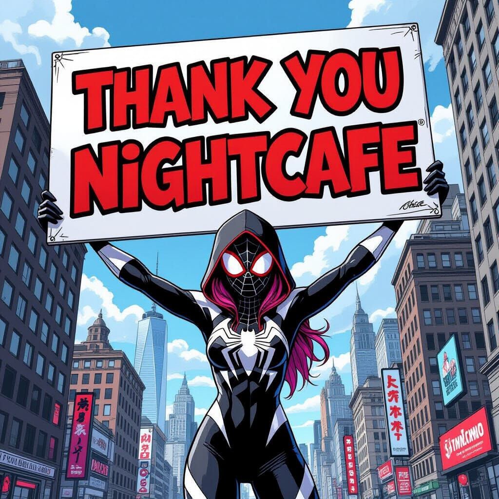 Giant Spider Gwen with Graffiti Sign