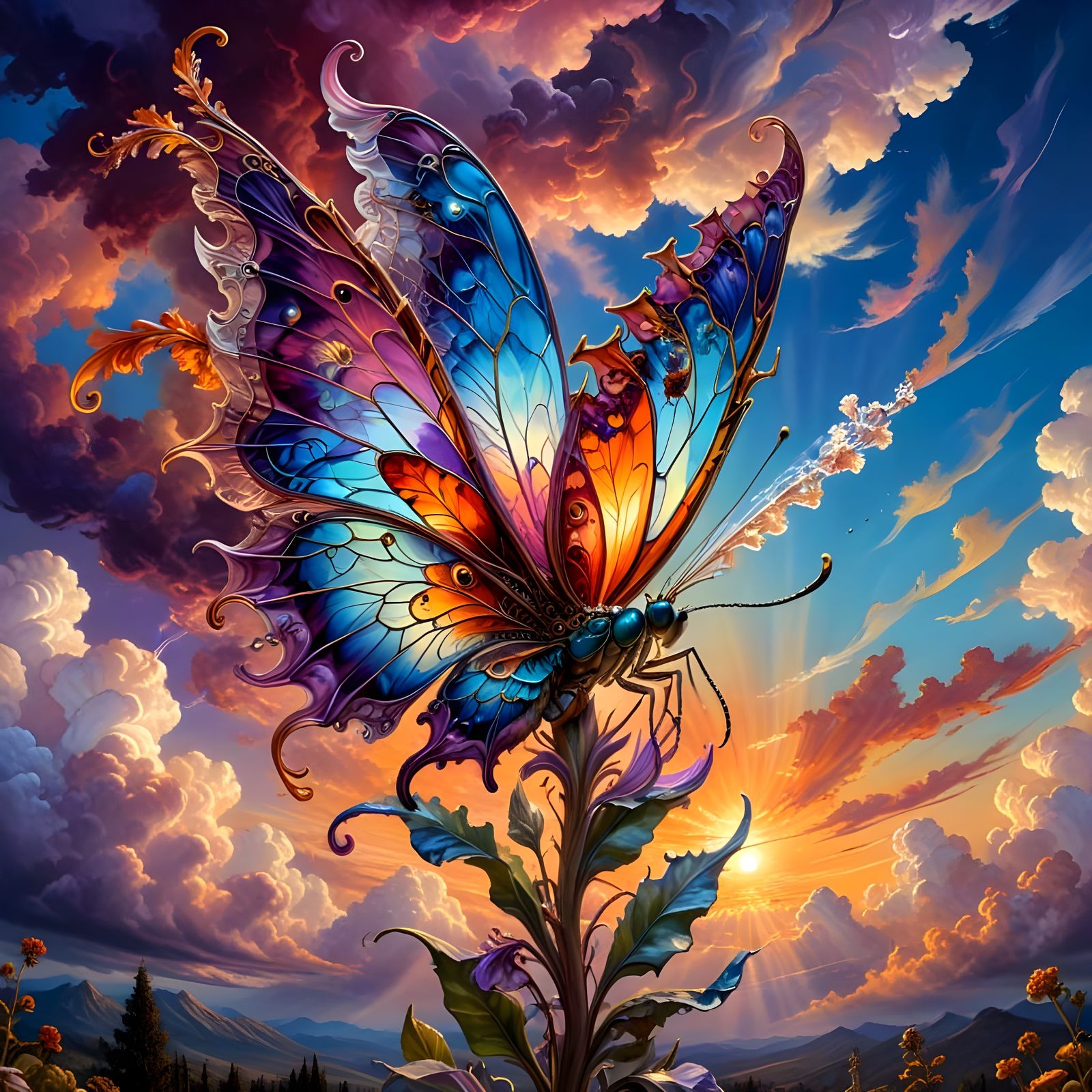 Surreal Lily Moth Hybrid in Sunset Lighting