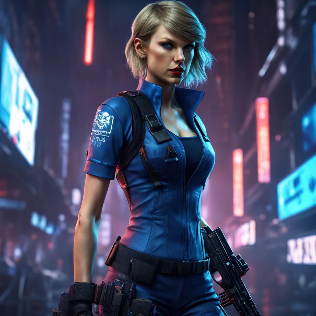 Cyberpunk Jill Valentine Cosplay: Detailed Digital Art