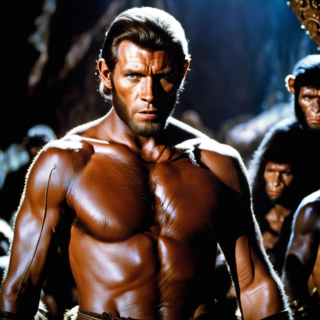 Planet of the Apes Scene: Charlton Heston in Technicolor