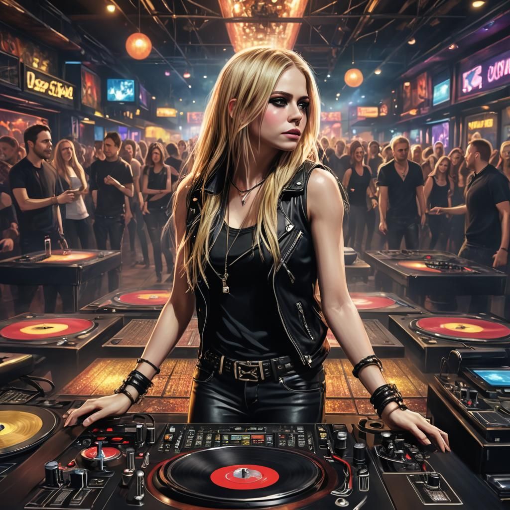 Avril Lavigne DJing in London Nightclub