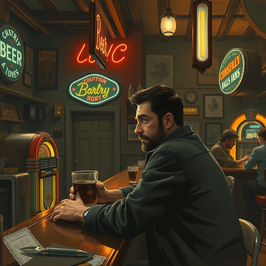 Man Breaks Down in Tears in a Quaint Beer Joint