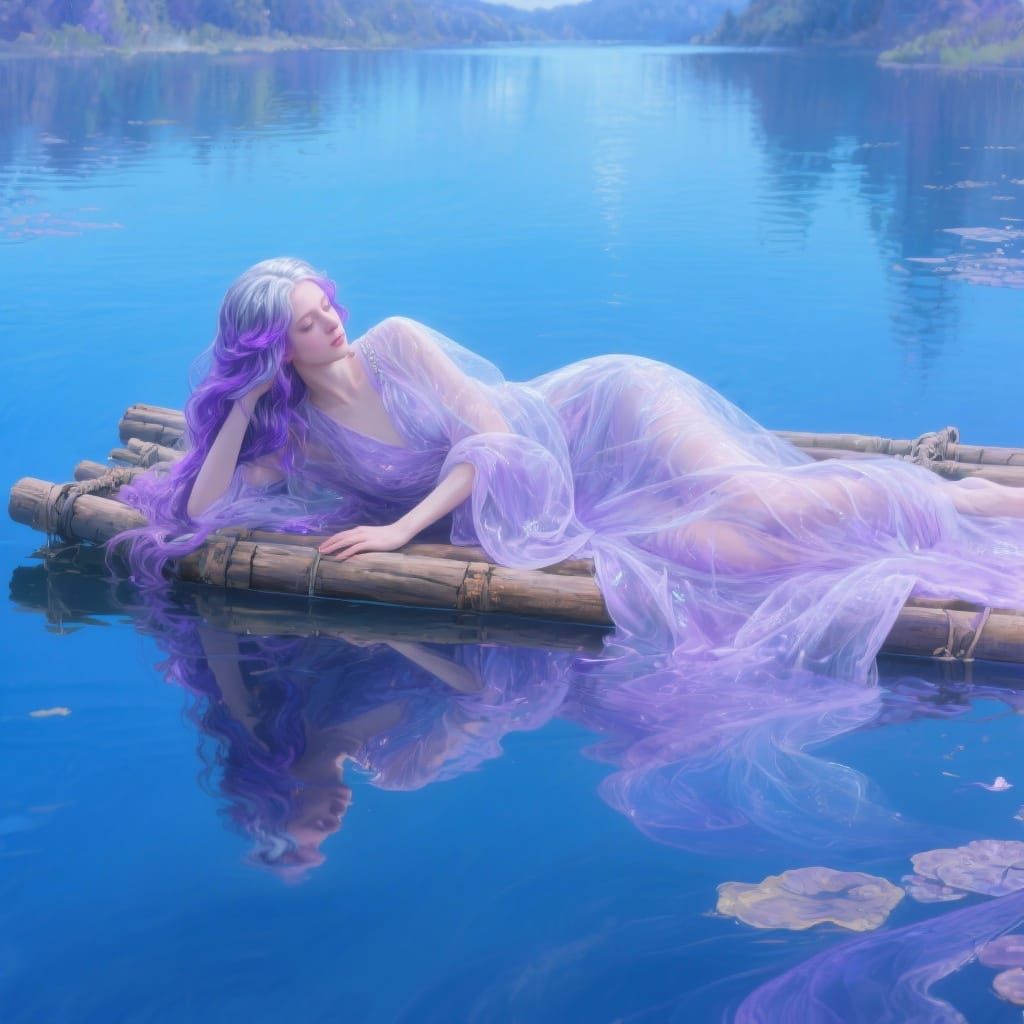 Ethereal Fantasy Art of Girl on Tranquil Lake