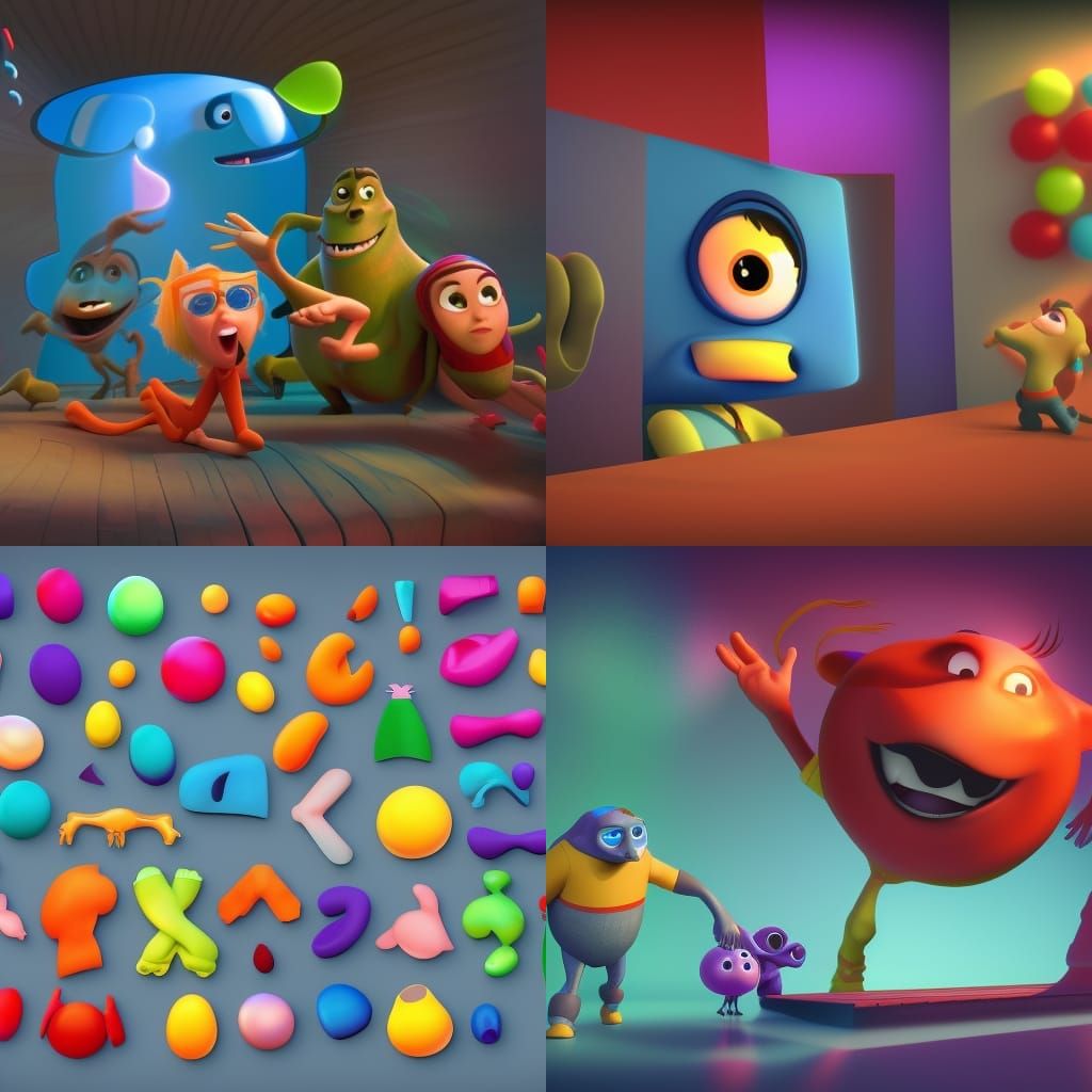 Vibrant 3D Rendered Scene in Pixar Style