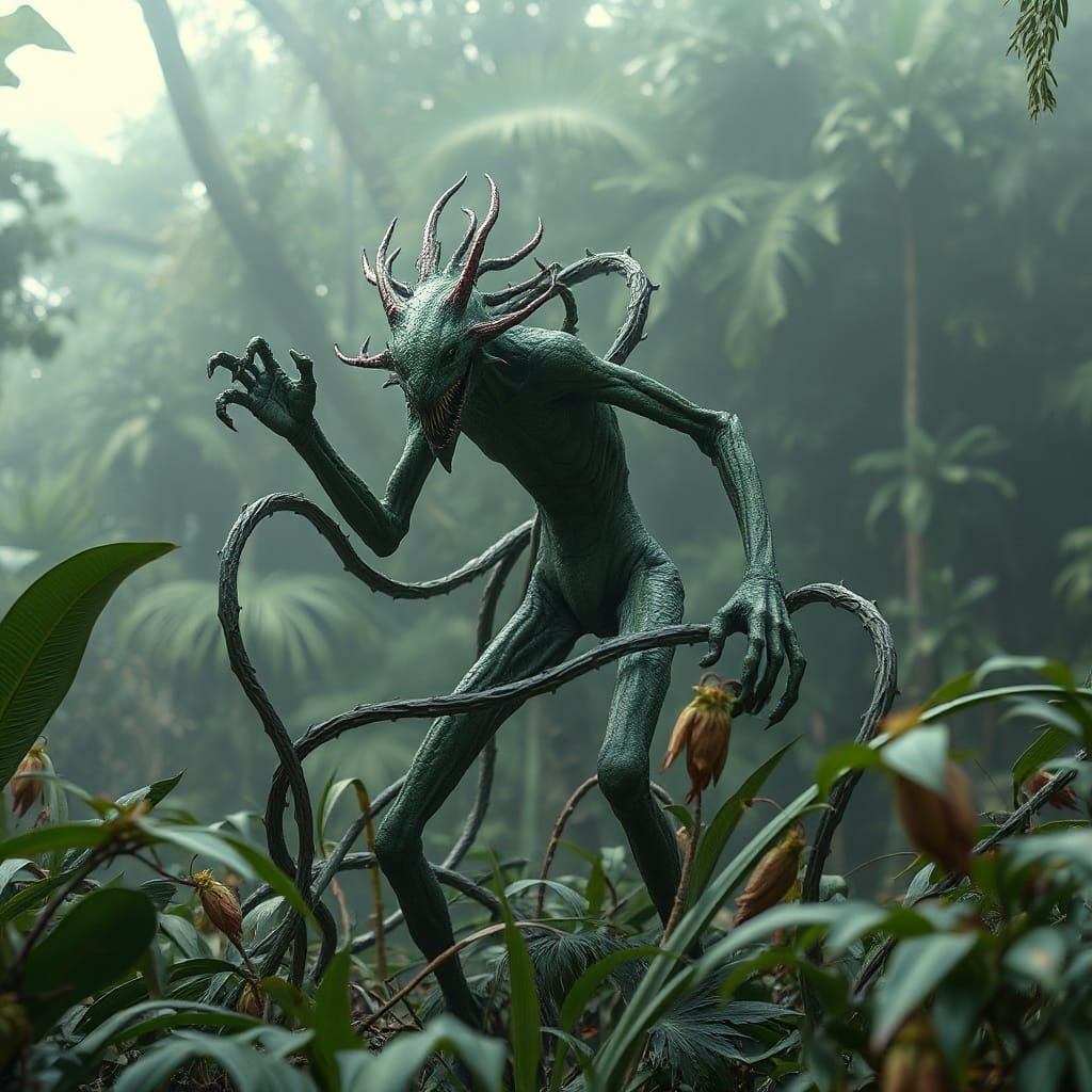 Humanoid Jungle Plant Emerges in a Visceral, Biomechanical S...