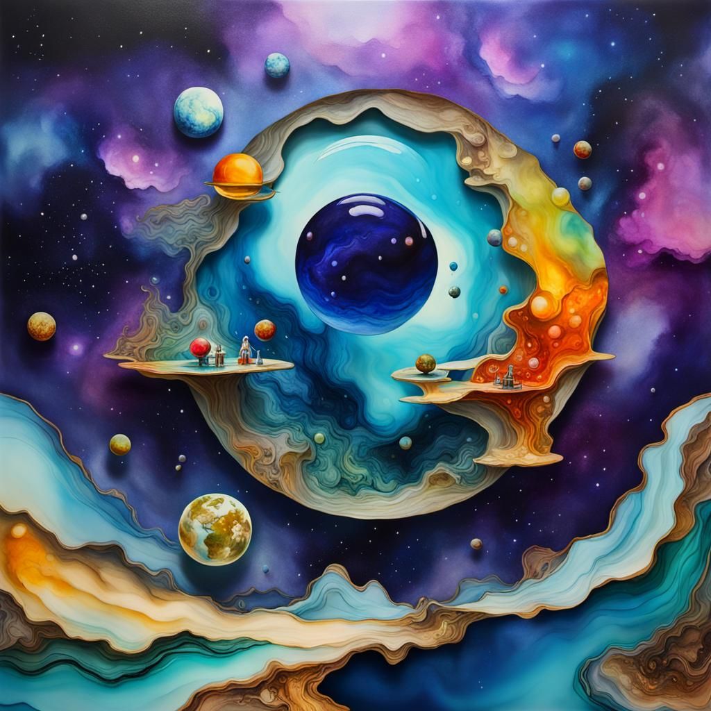 Surreal 3D Alcohol Ink Dreamscape