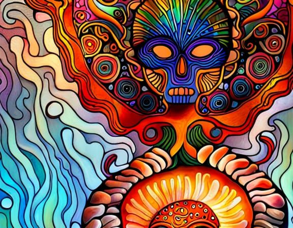 Dia de los Muertos Mushrooms in Art Nouveau Style