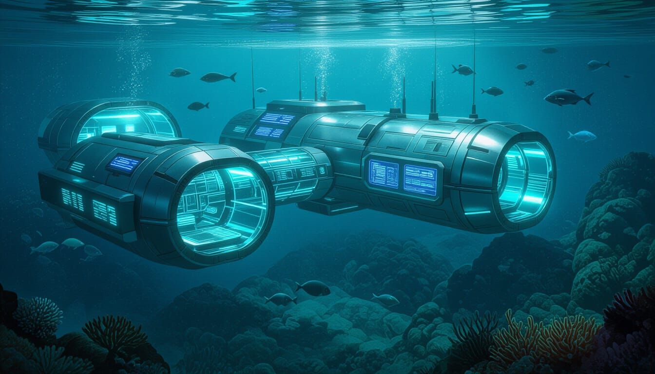 Secret Underwater Lab Revealed in Hyperrealistic Digital Art