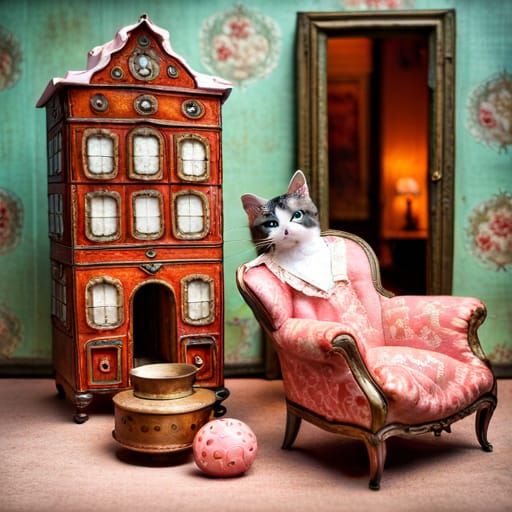 Baroque Kitten's Victorian Dollhouse Adventure