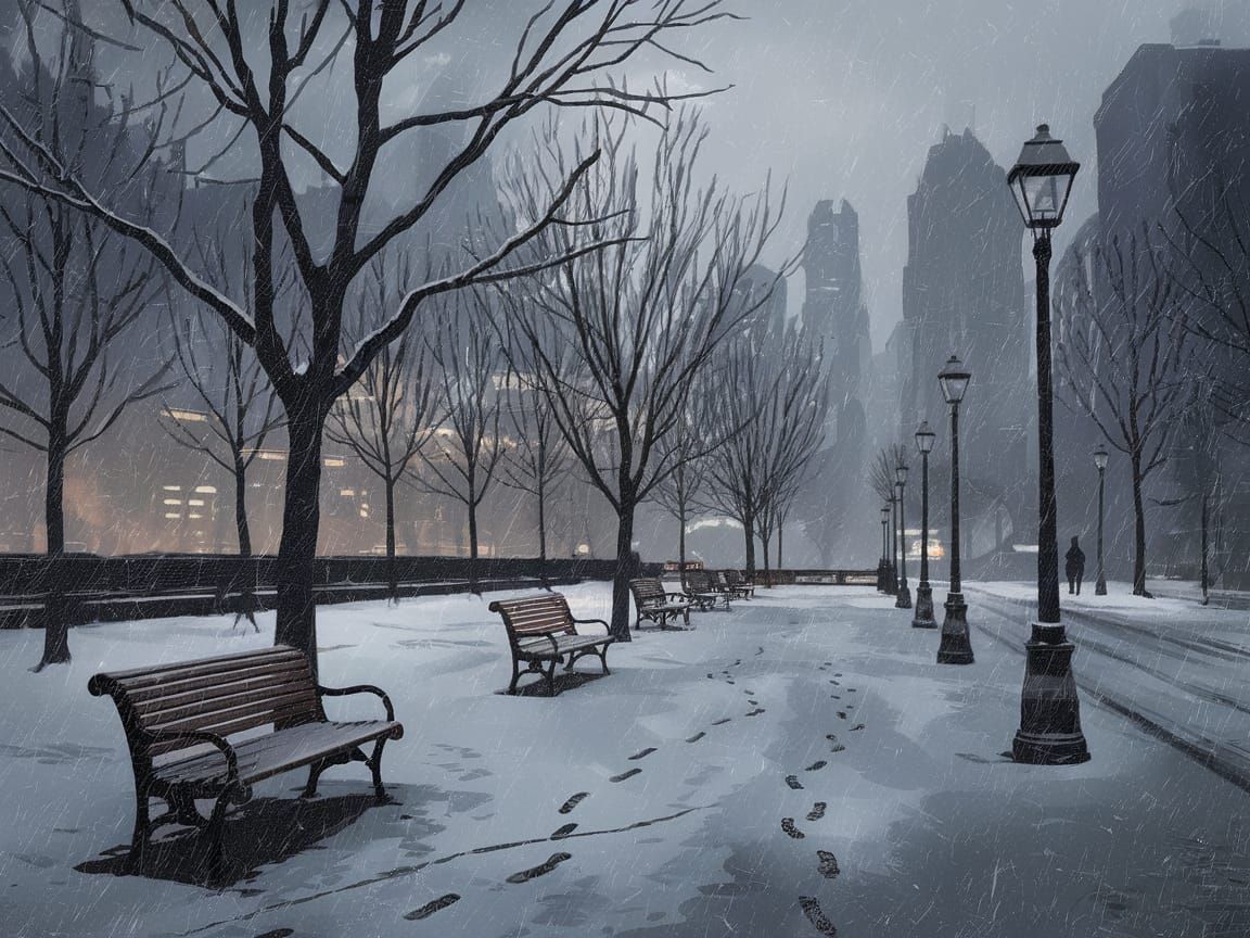 Winter Cityscape in a Muted Color Palette