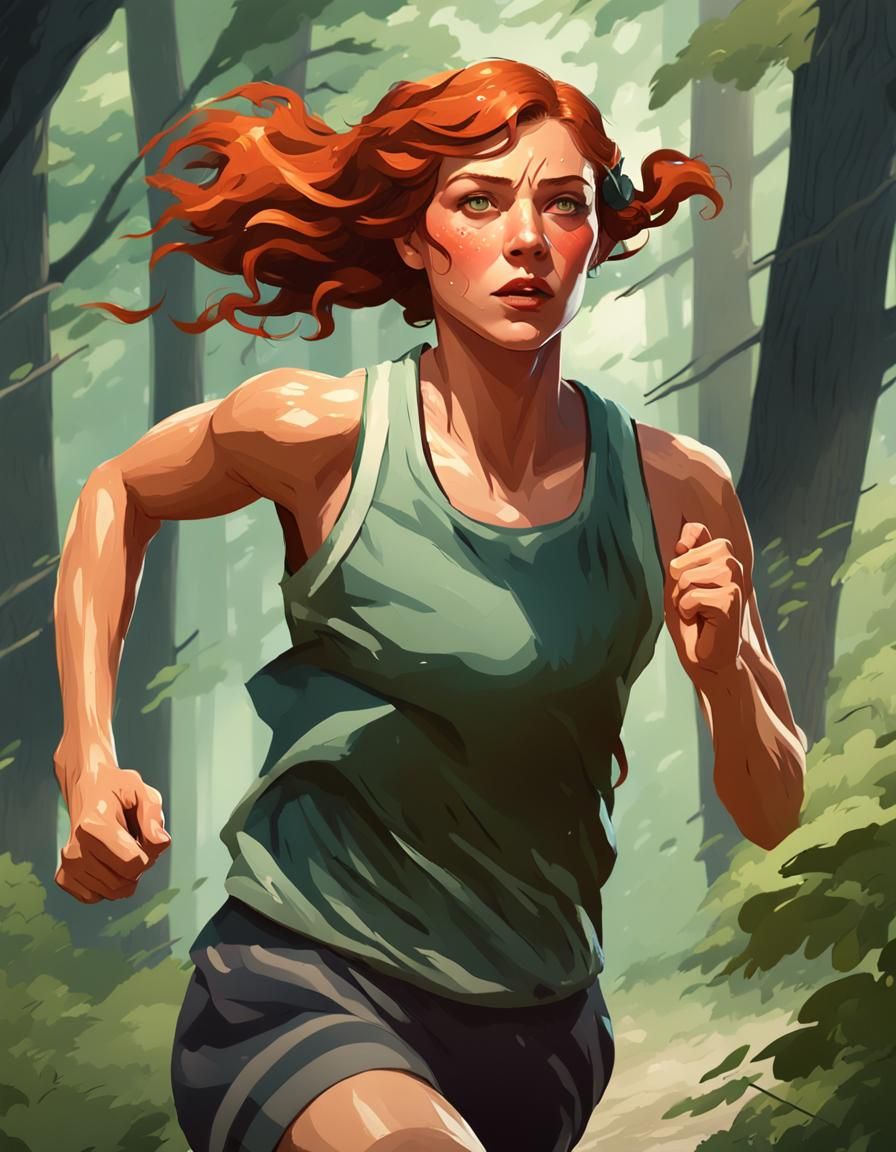 1920s Female Jogger Portrait, Hyperdetailed Art
