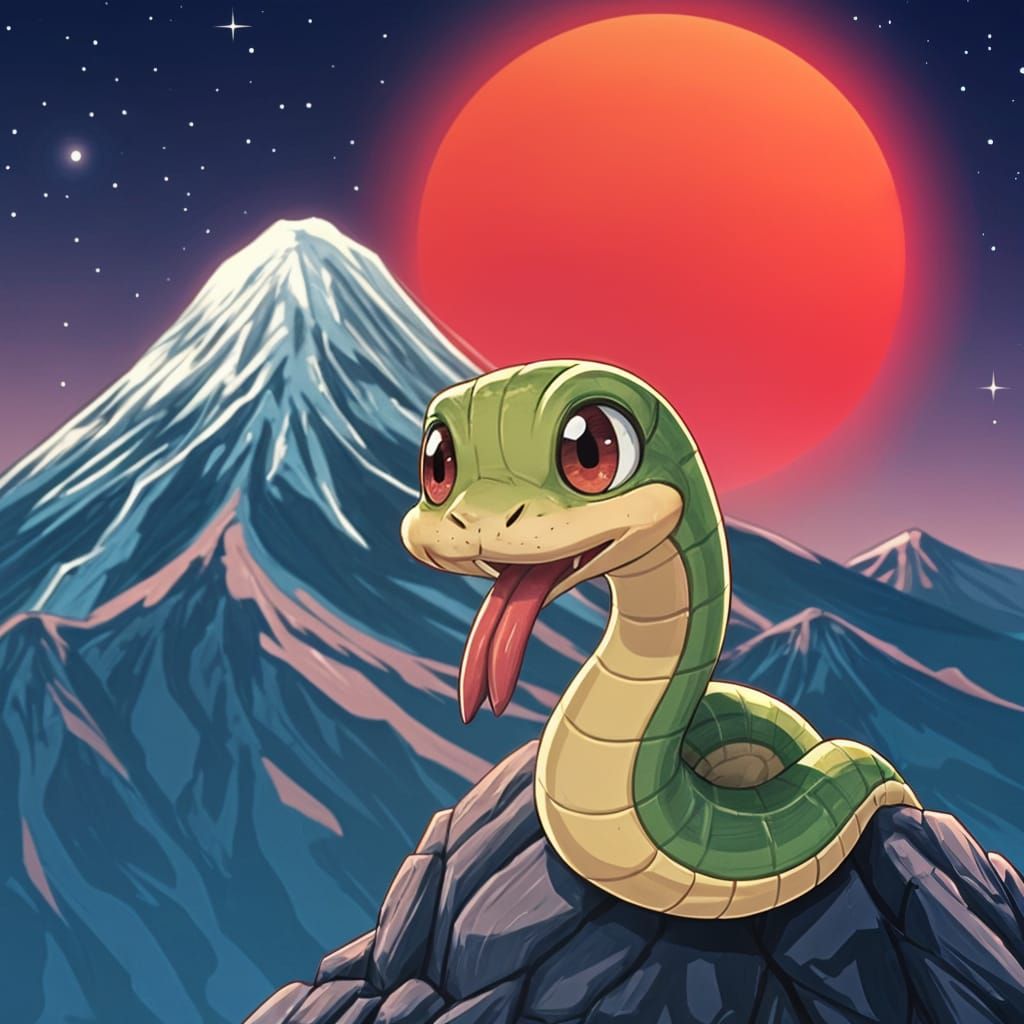 Tiny Snake Climbs Mount Fuji: Manga Drawing