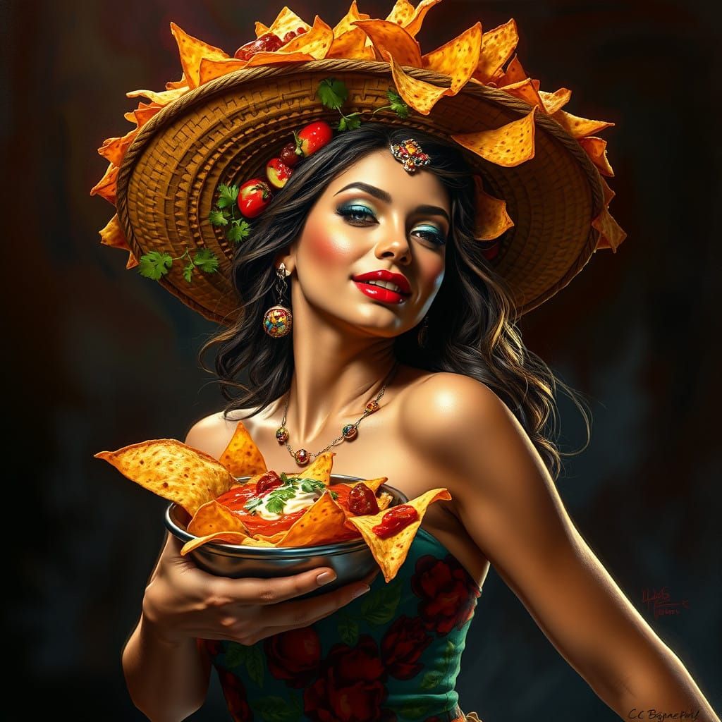 Vibrant Salsa Girl in Exuberant Cuisinepunk Style