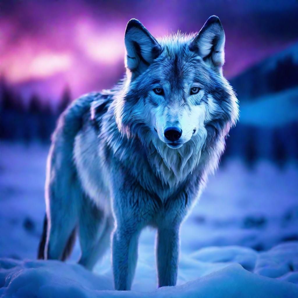 Ice Wolf in Winter Mountains: Hyperrealistic Wildlife Photog...
