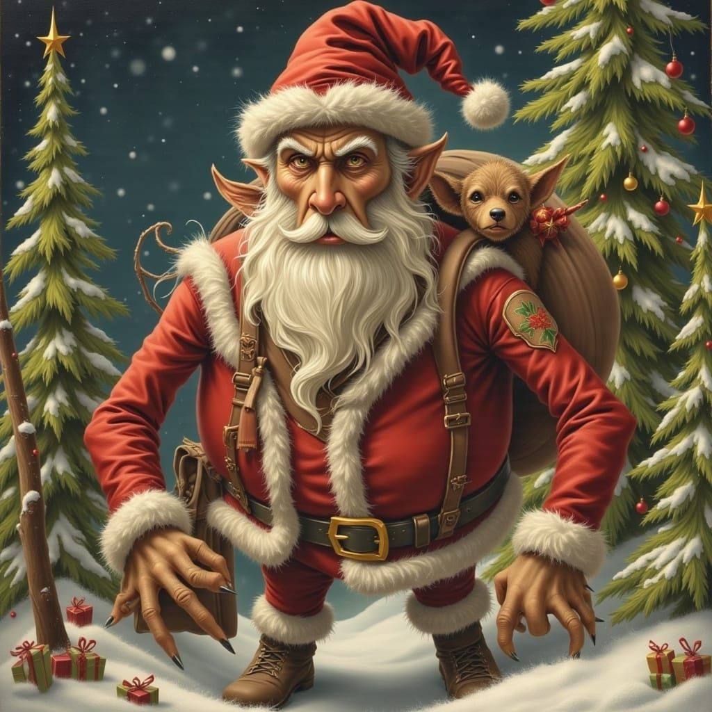 Vintage Christmas Santa Claus as a Tall Gaunt Figure